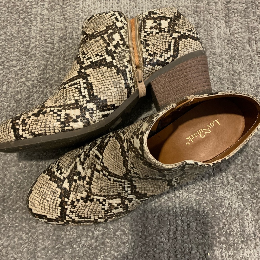 Snakeskin ankle booties